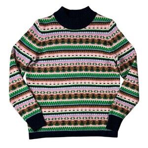J. Crew Women's Colorful Mock Neck Fair Isle Nordic Holiday Sweater Size S